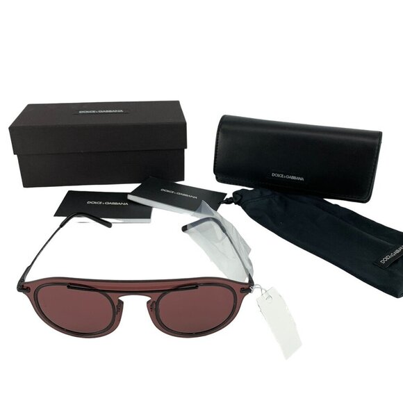 Dolce & Gabbana Mens's DG2169 27395 48 Dark Violet Round Sunglasses - Picture 1 of 10